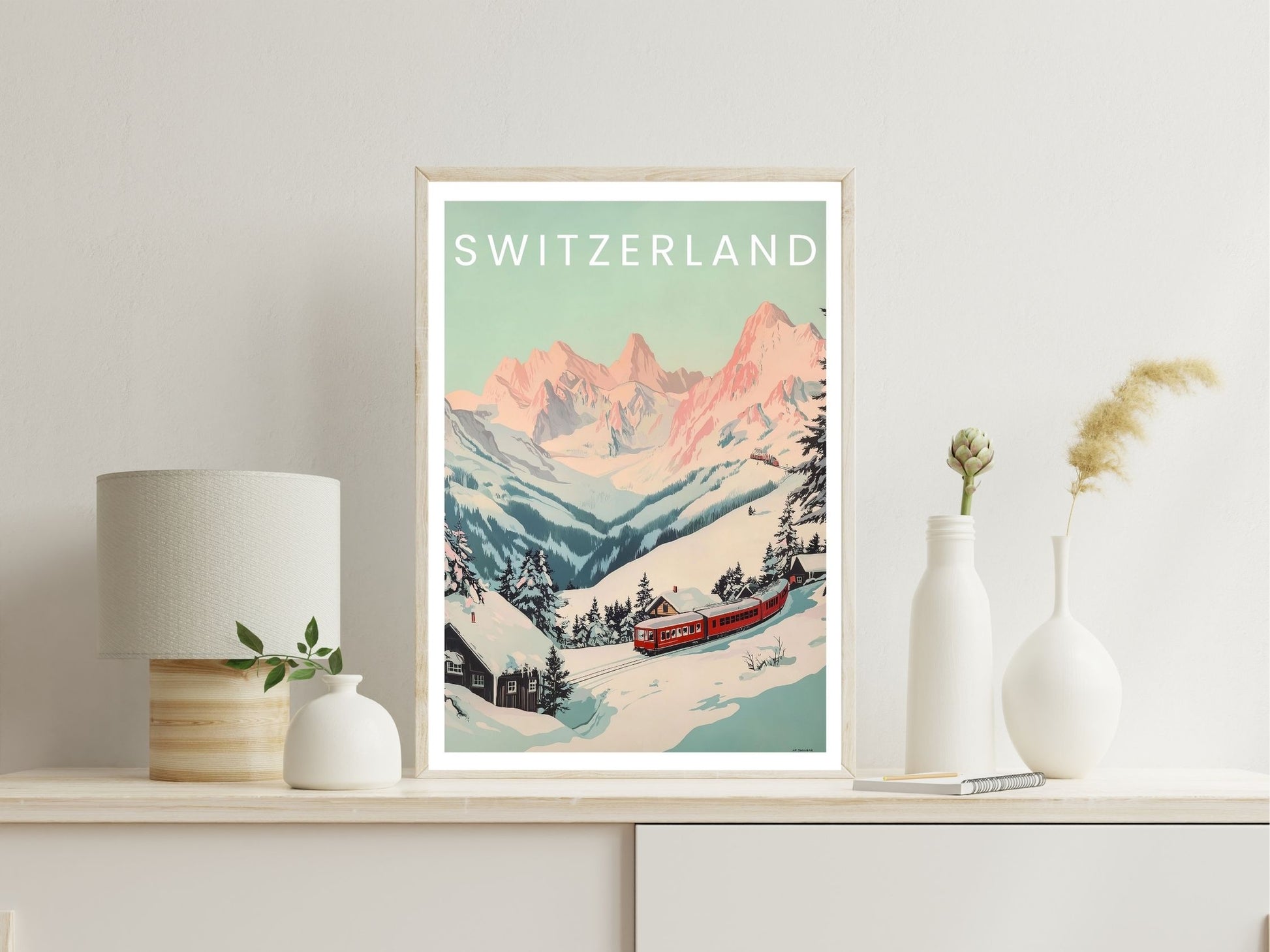 Switzerland wall art print displayed in bedroom – Atlas Prints