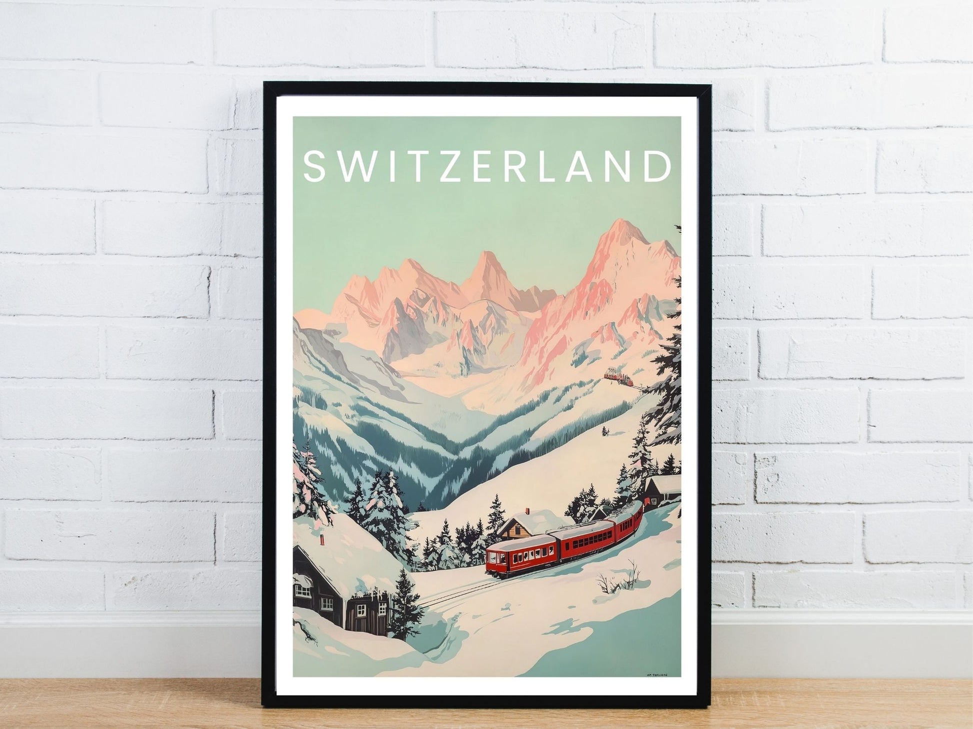 Minimal Switzerland travel art poster – Atlas Prints