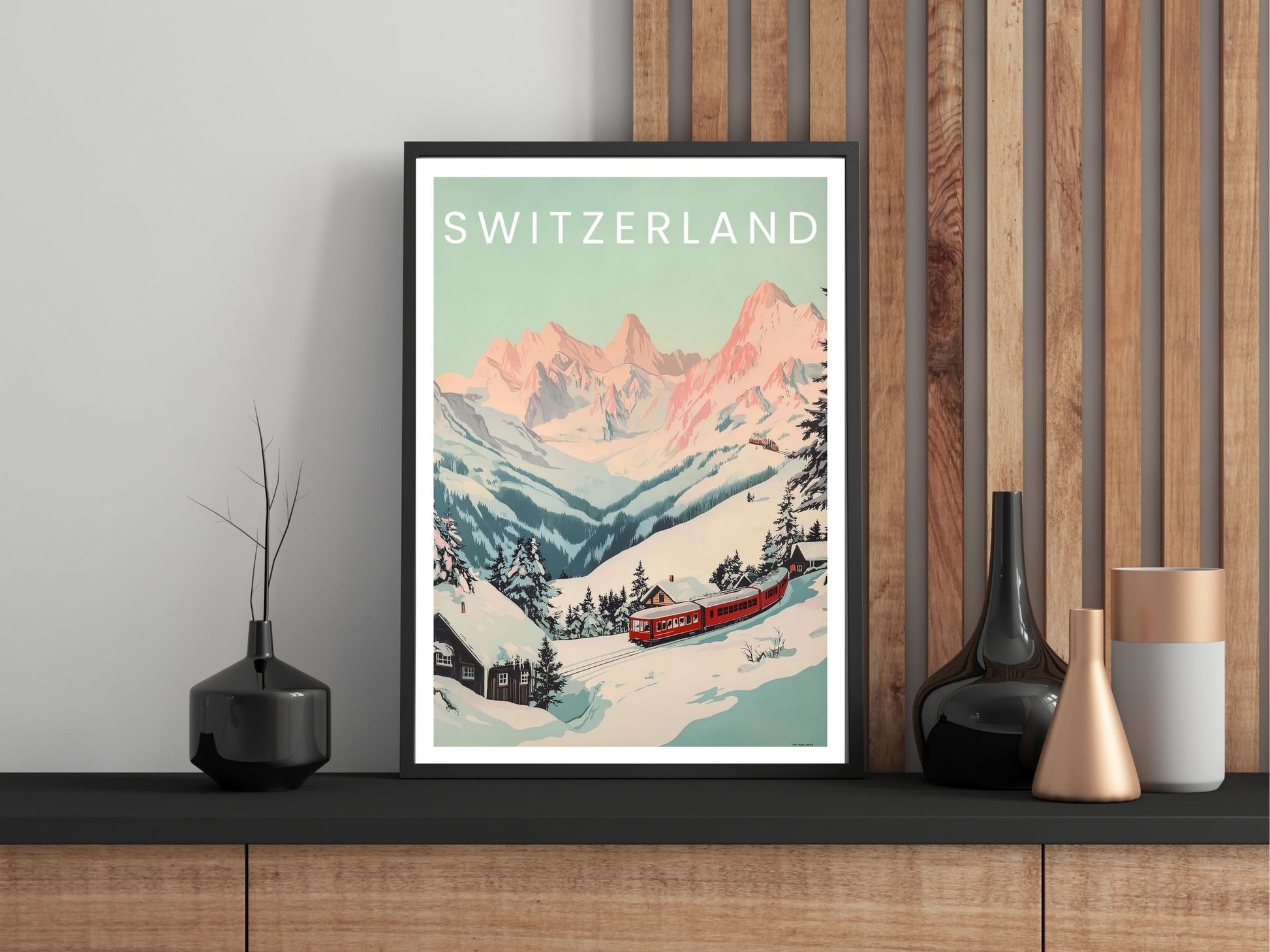 Close-up of Switzerland travel poster matte texture – Atlas Prints