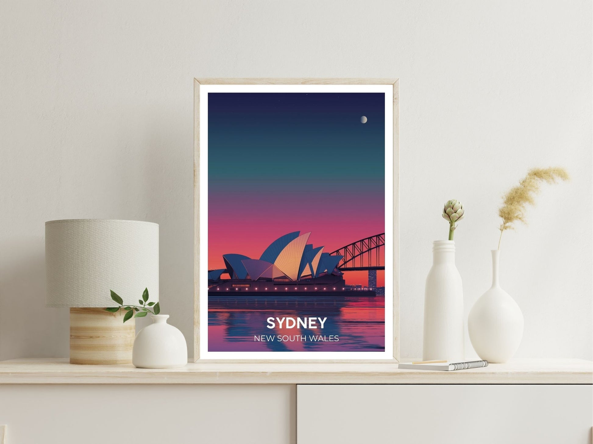 Sydney Australia wall art print displayed in bedroom – Atlas Prints
