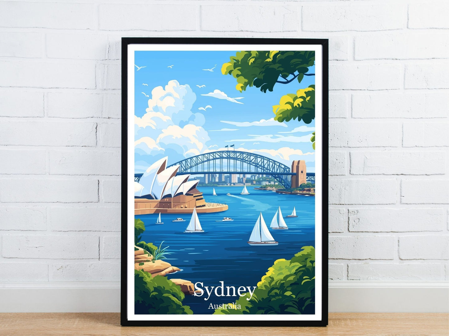 Minimal Sydney travel art poster – Atlas Prints