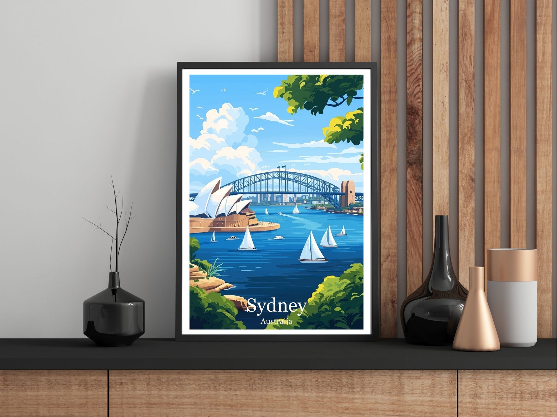 Close-up of Sydney travel poster matte texture – Atlas Prints