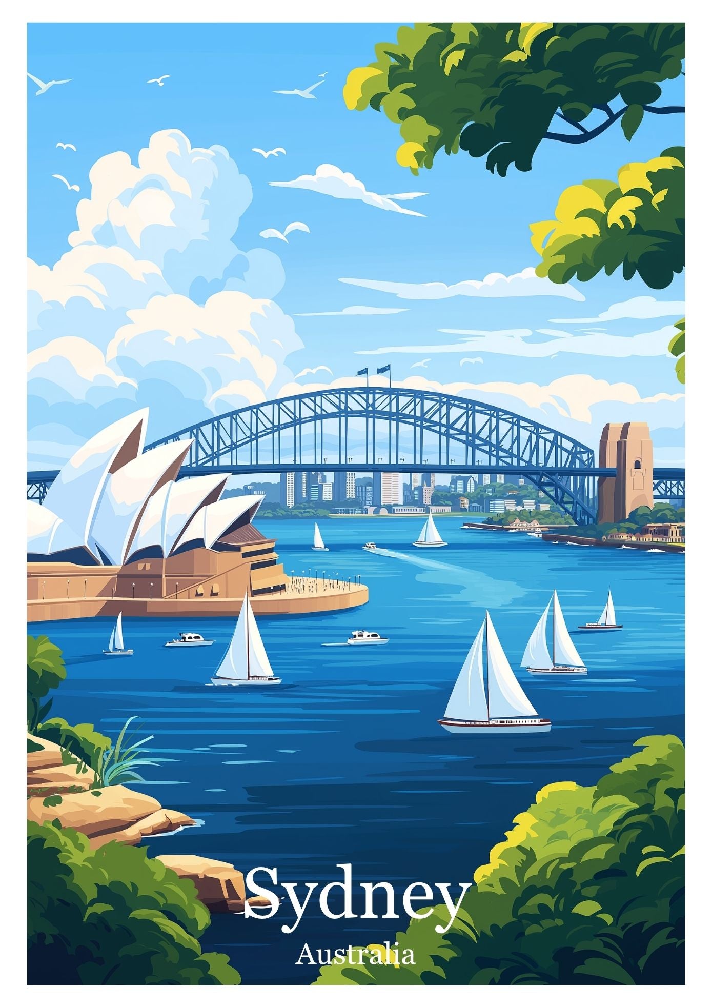 Vintage Sydney travel poster wall art print – Atlas Prints