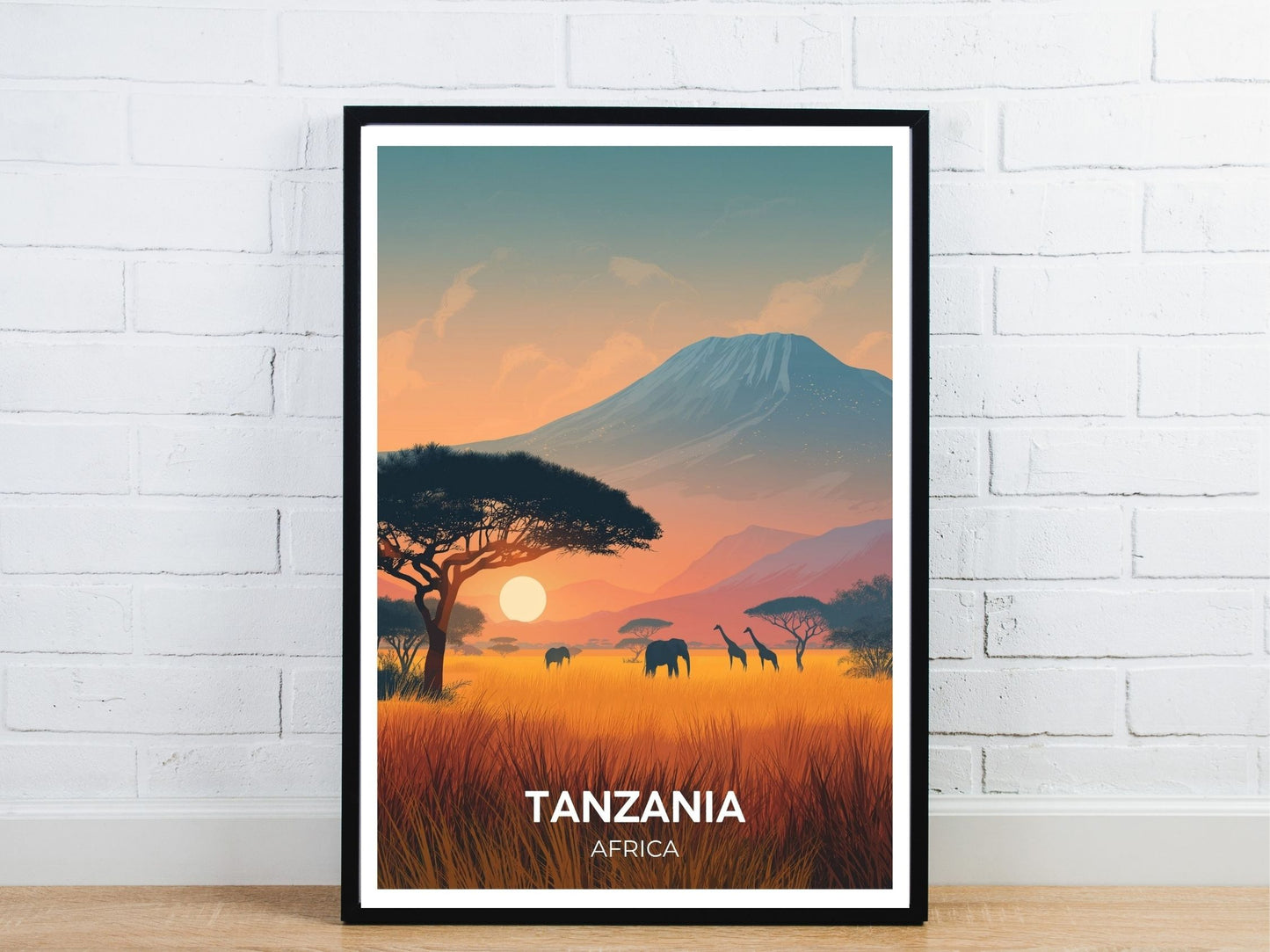 Minimal Tanzania Africa travel art poster – Atlas Prints