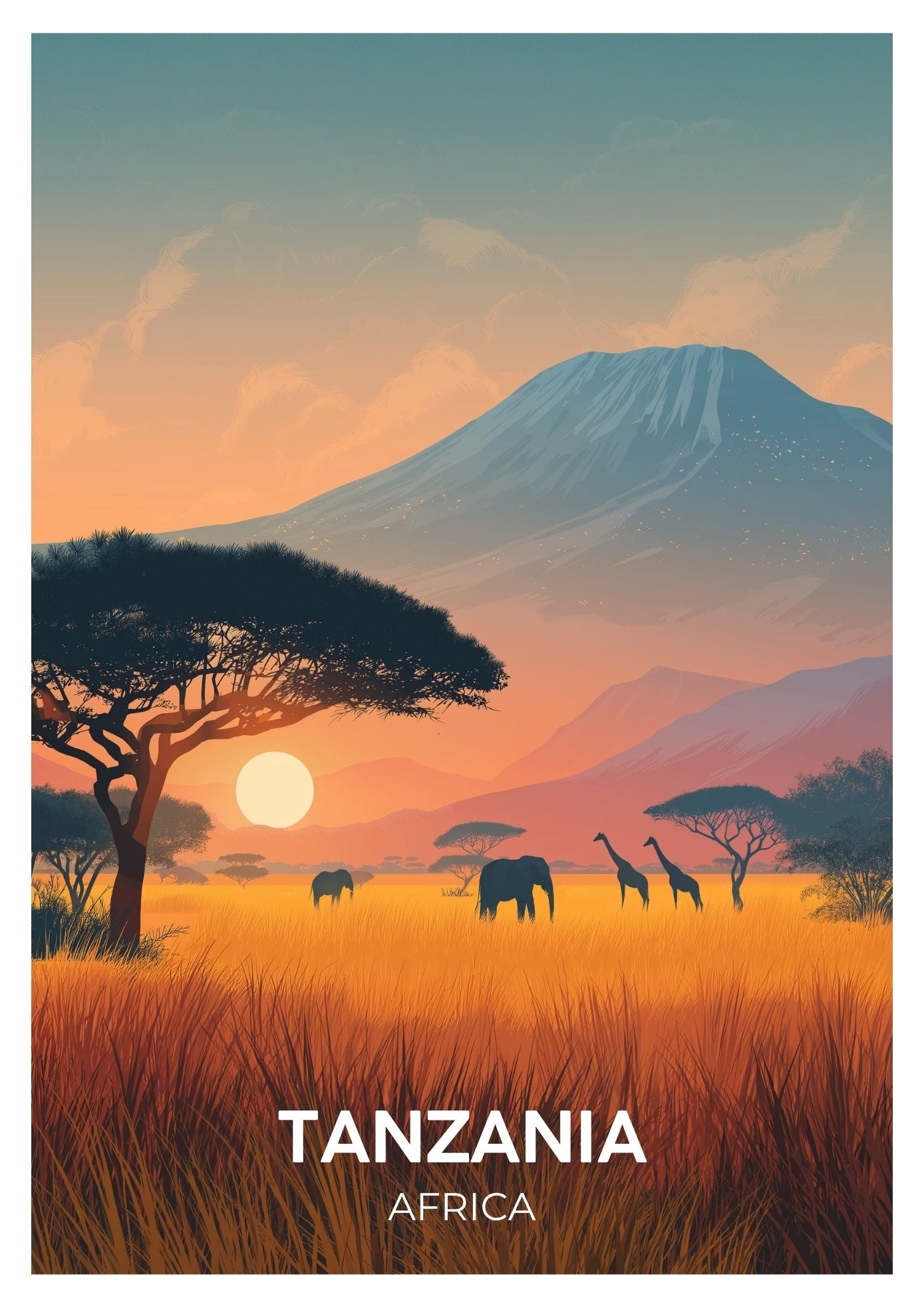 Vintage Tanzania Africa travel poster wall art print – Atlas Prints