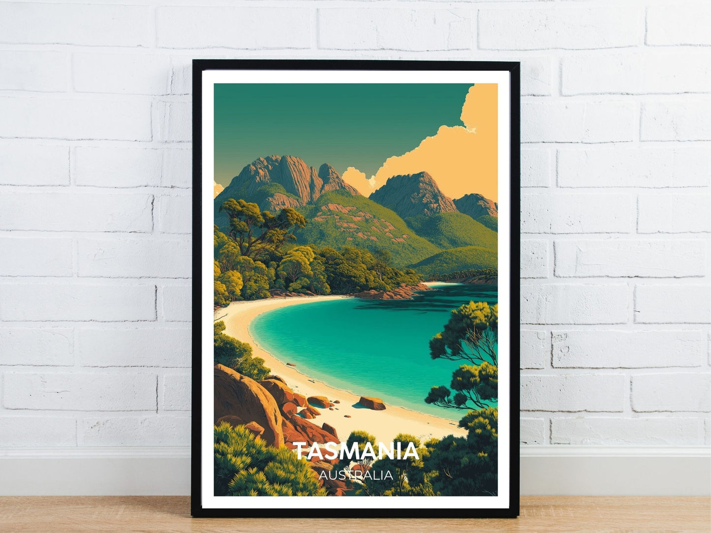 Minimal Tasmania Australia travel art poster – Atlas Prints