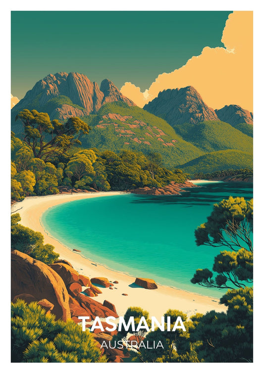Vintage Tasmania Australia travel poster wall art print – Atlas Prints