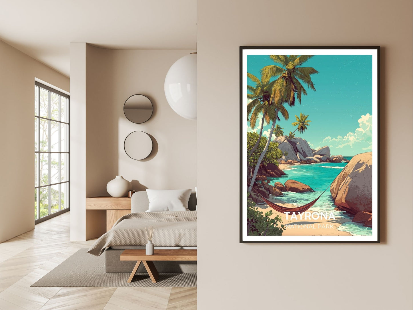 Gallery wall display of Tayrona National Park travel poster – Atlas Prints