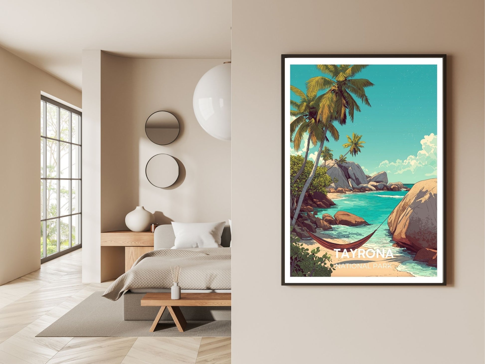 Gallery wall display of Tayrona National Park travel poster – Atlas Prints
