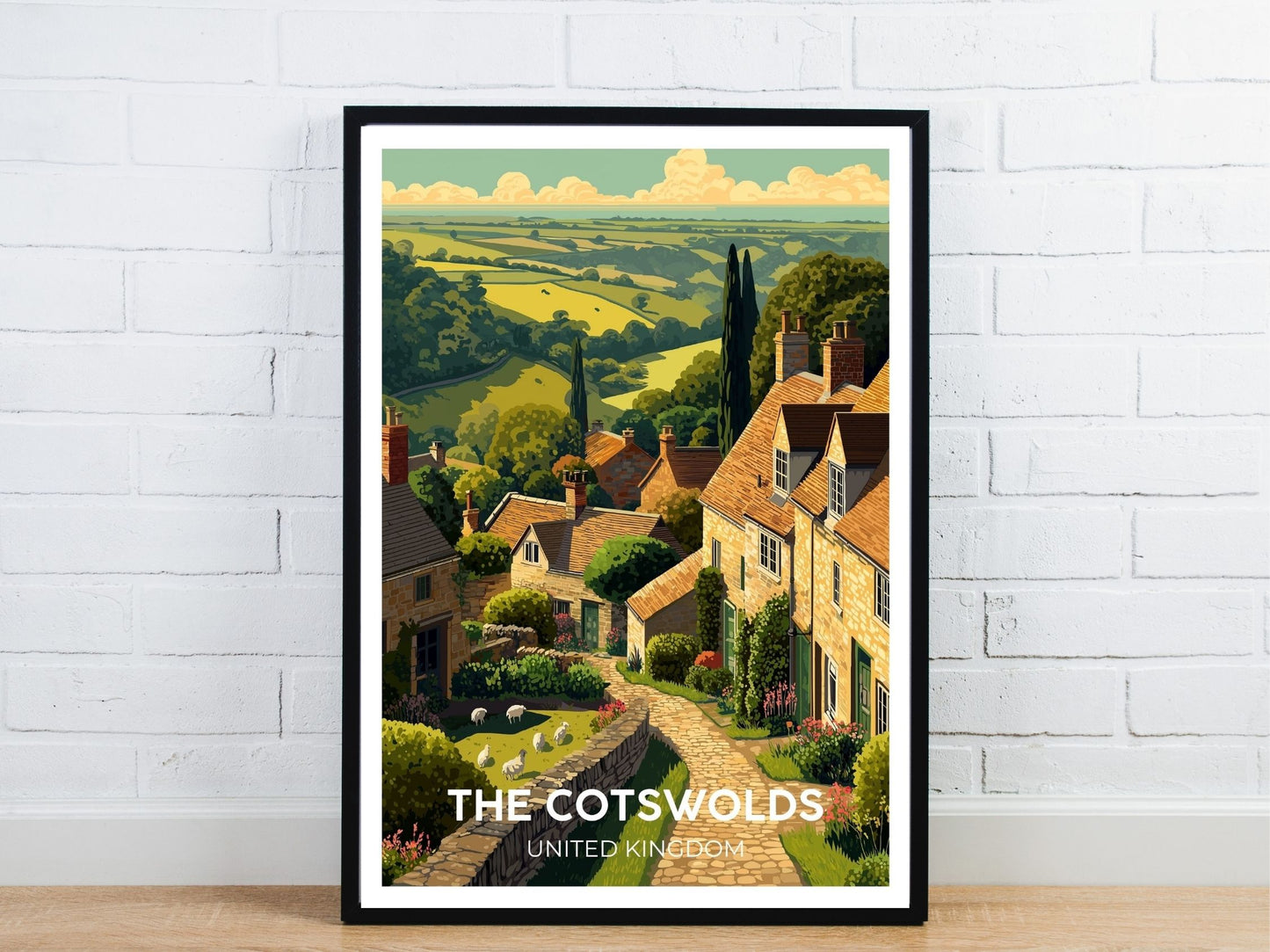 Minimal The Cotswolds United Kingdom travel art poster – Atlas Prints