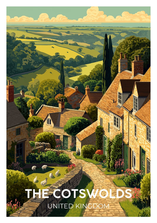 Vintage The Cotswolds United Kingdom travel poster wall art print – Atlas Prints