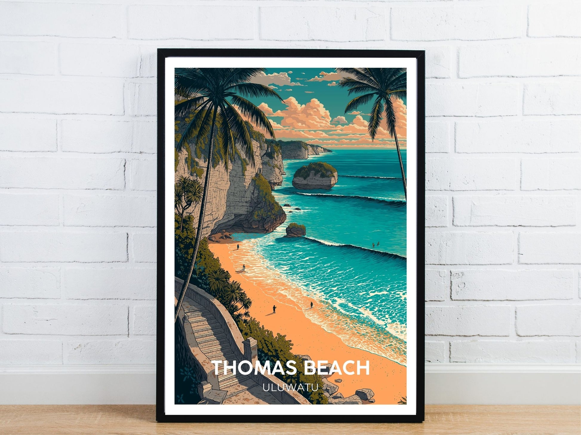 Minimal Thomas Beach Uluwatu travel art poster – Atlas Prints