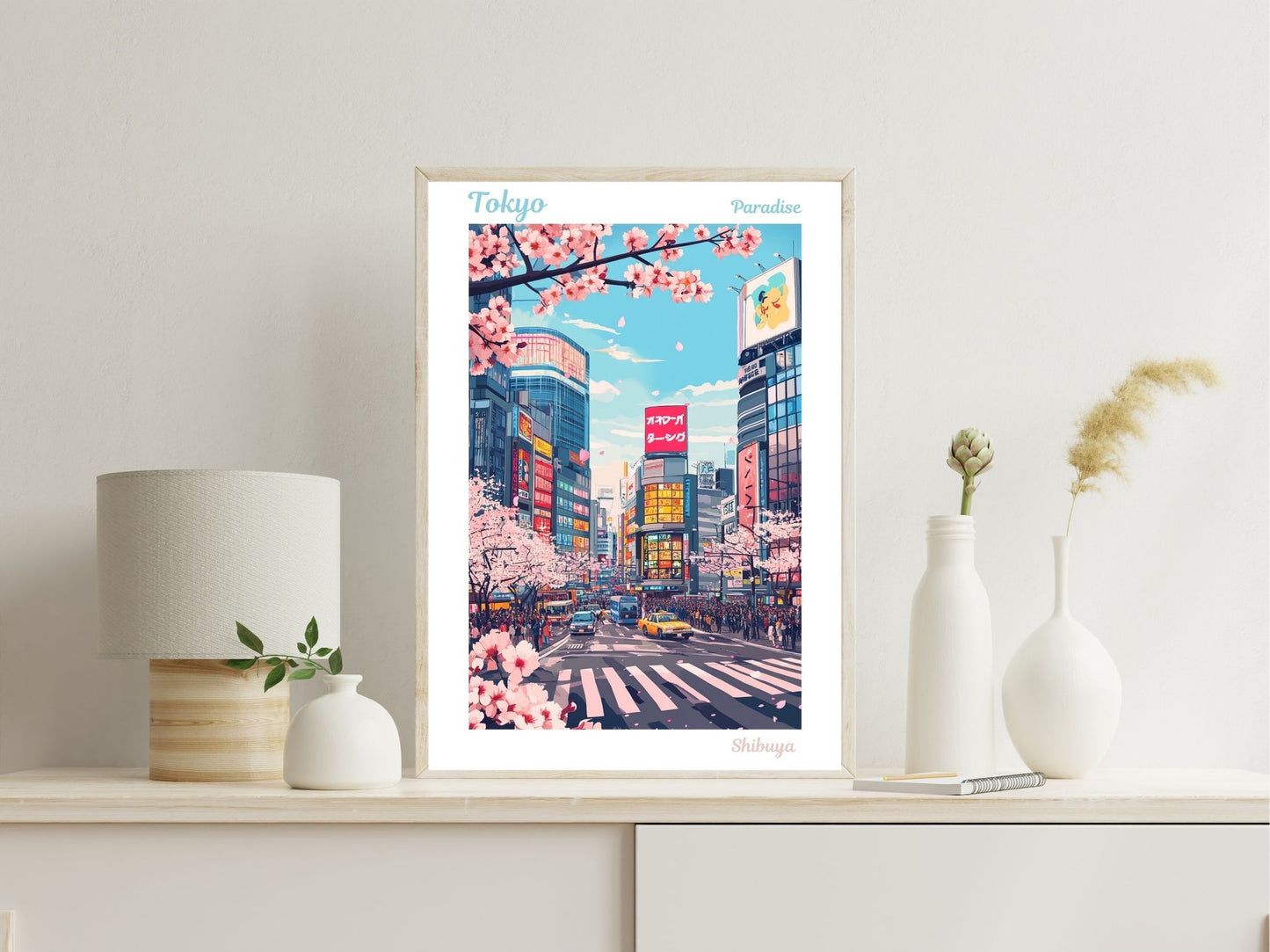 Tokyo Shibuya Crossing wall art print displayed in bedroom – Atlas Prints