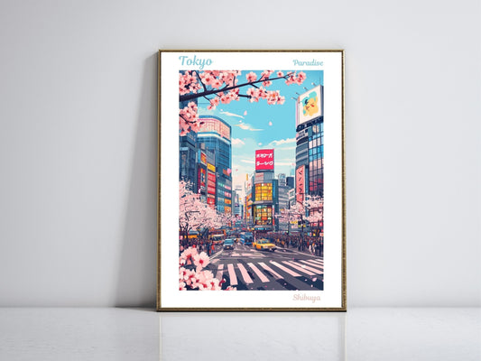 Tokyo Shibuya Crossing framed vintage travel poster – Atlas Prints