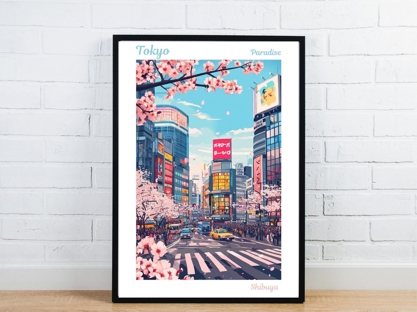 Minimal Tokyo Shibuya Crossing travel art poster – Atlas Prints