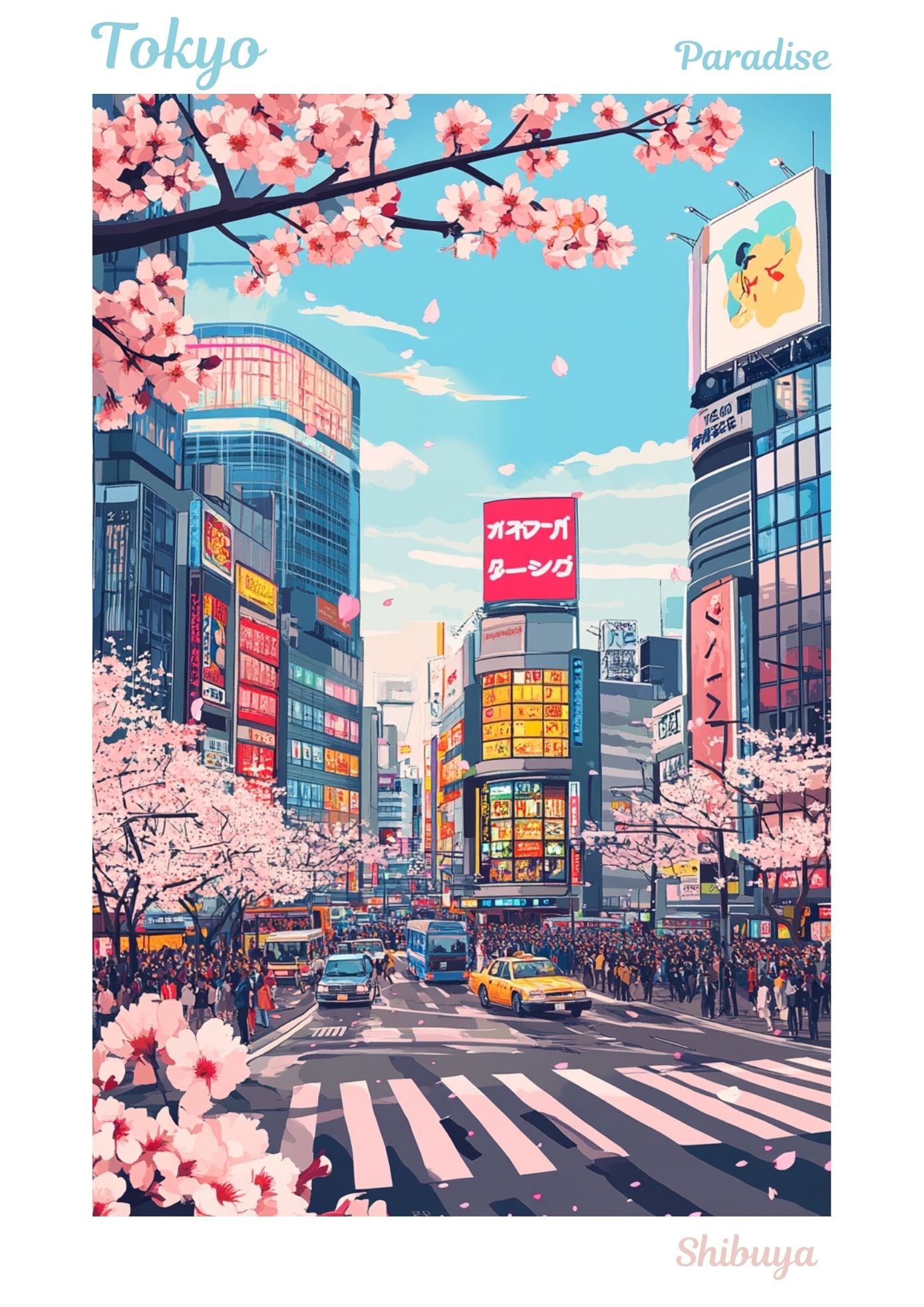 Vintage Tokyo Shibuya Crossing travel poster wall art print – Atlas Prints