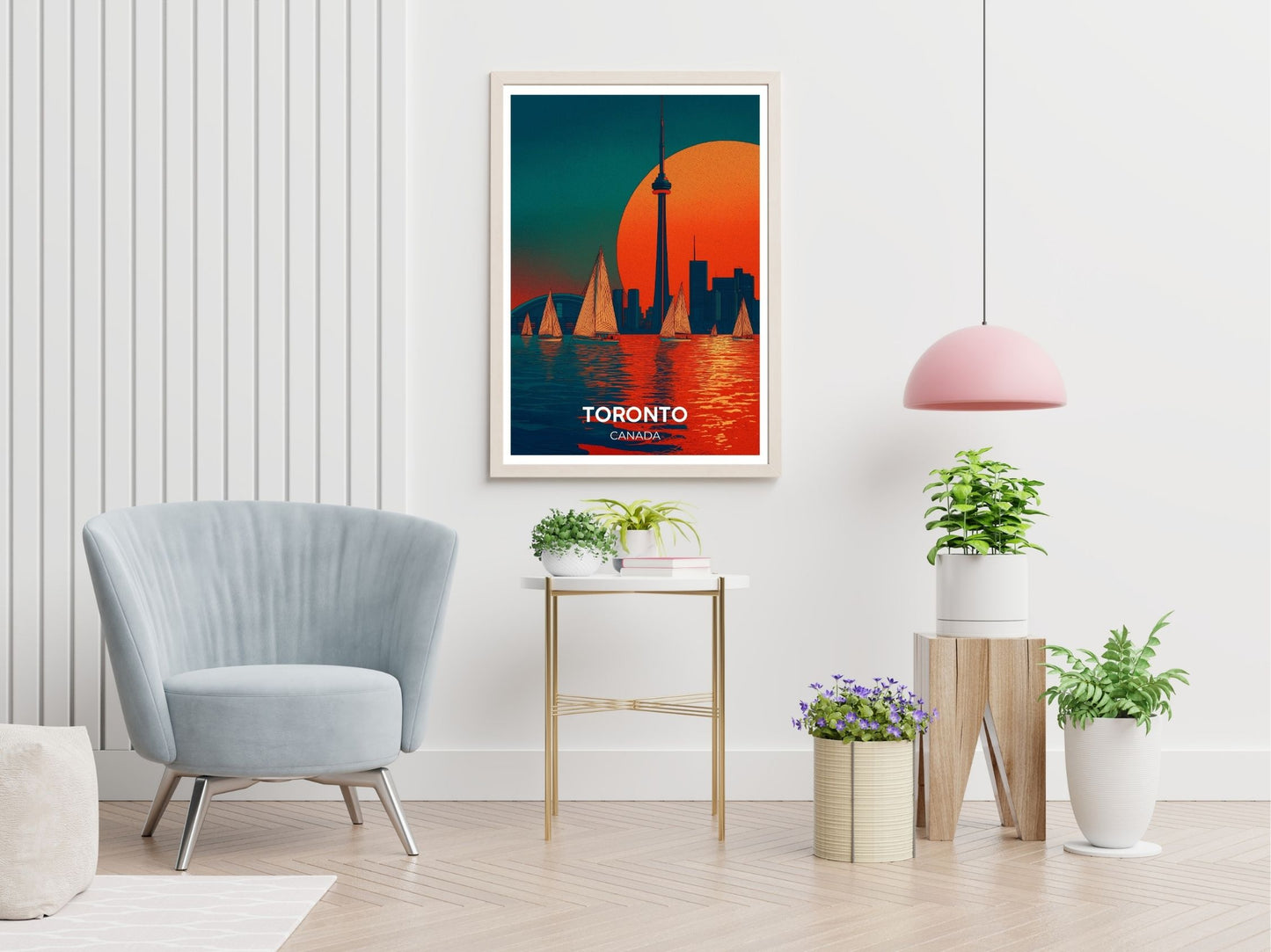 Toronto Canada travel print displayed in living room – Atlas Prints