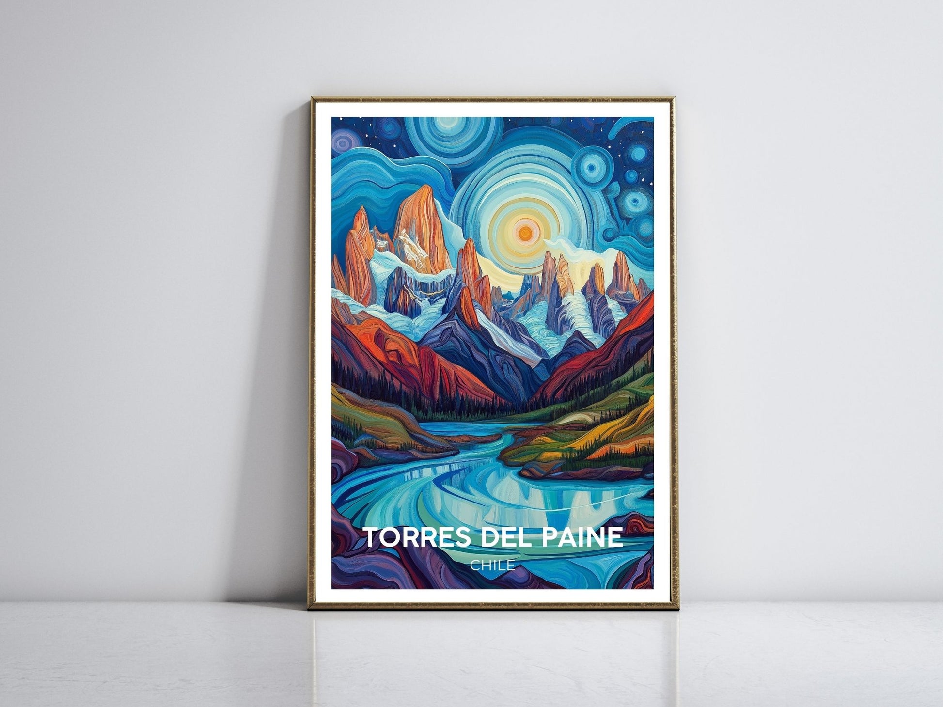 Torres Del Paine Chile framed vintage travel poster – Atlas Prints