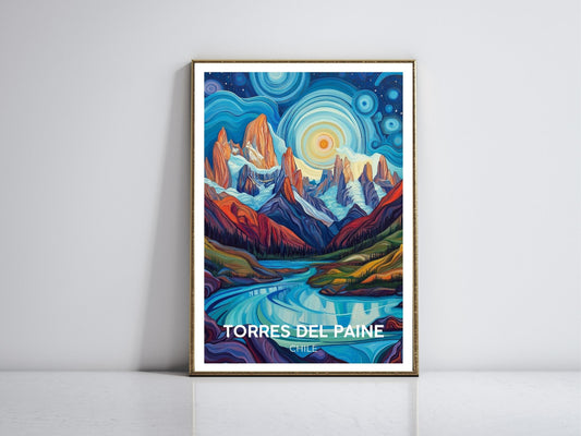 Torres Del Paine Chile framed vintage travel poster – Atlas Prints