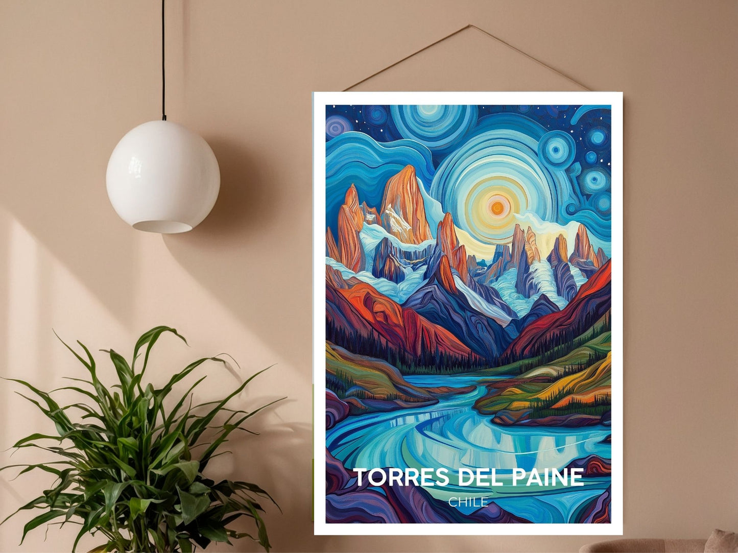 Close-up of Torres Del Paine Chile travel poster matte texture – Atlas Prints