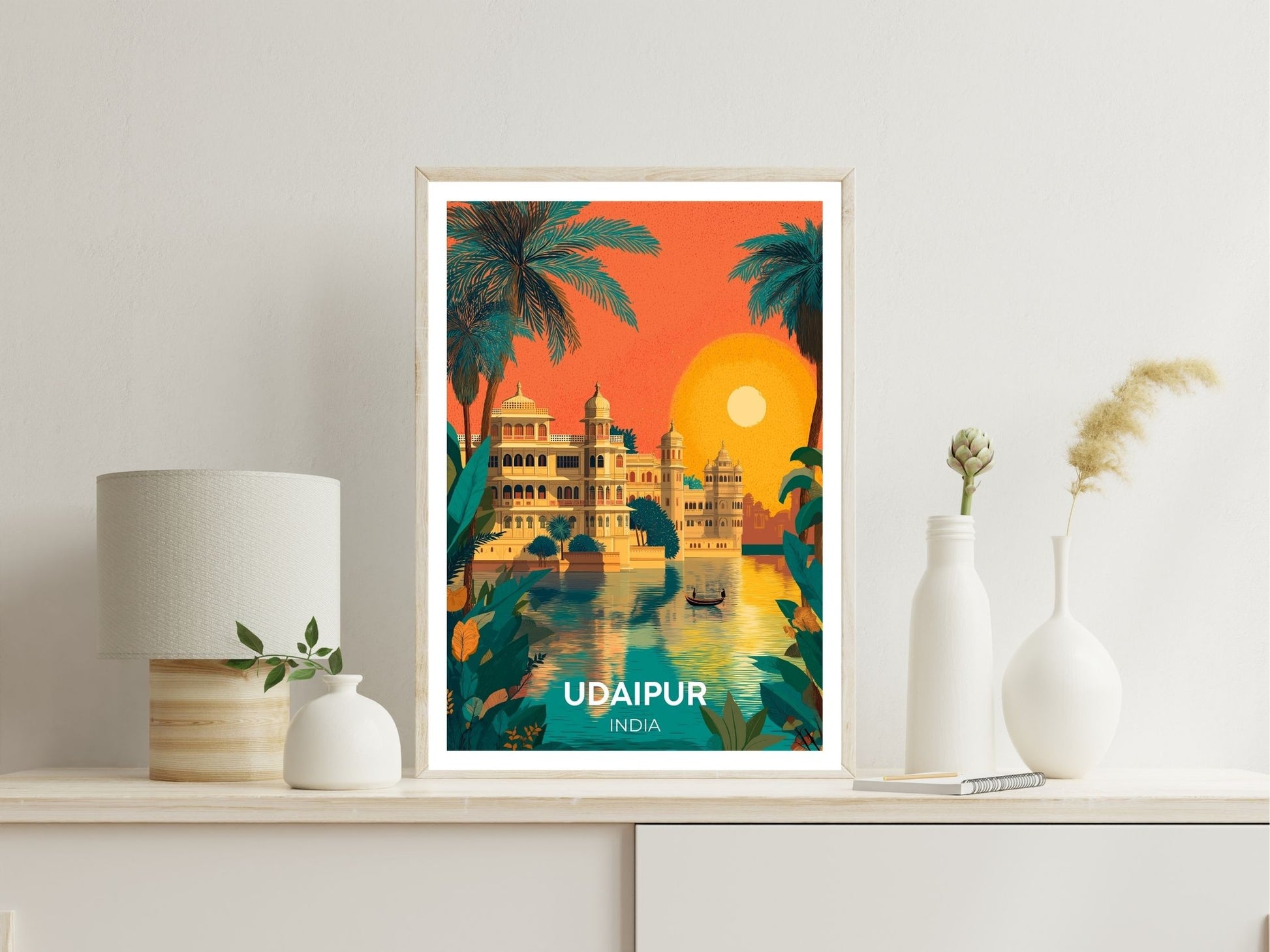 Udaipur India wall art print displayed in bedroom – Atlas Prints