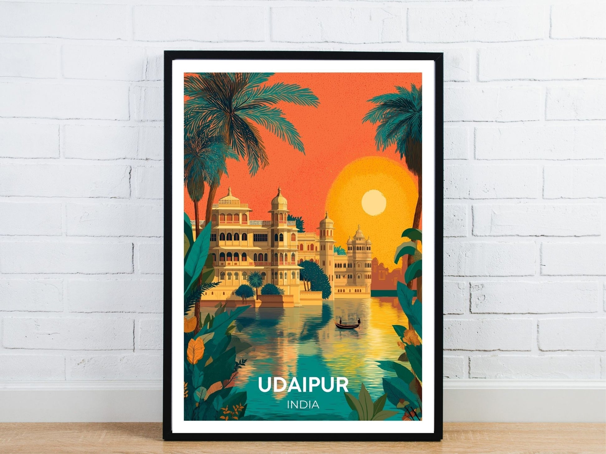 Minimal Udaipur India travel art poster – Atlas Prints