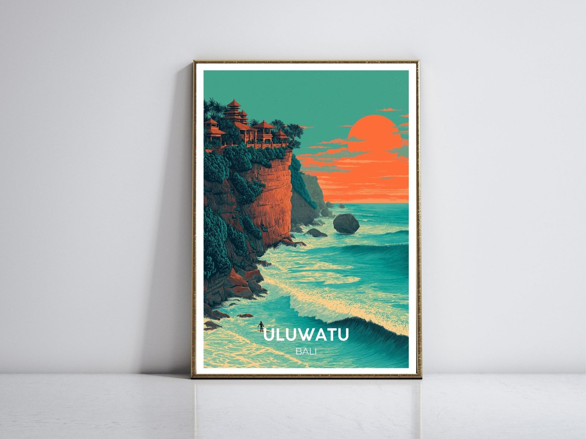Uluwatu Bali framed vintage travel poster – Atlas Prints