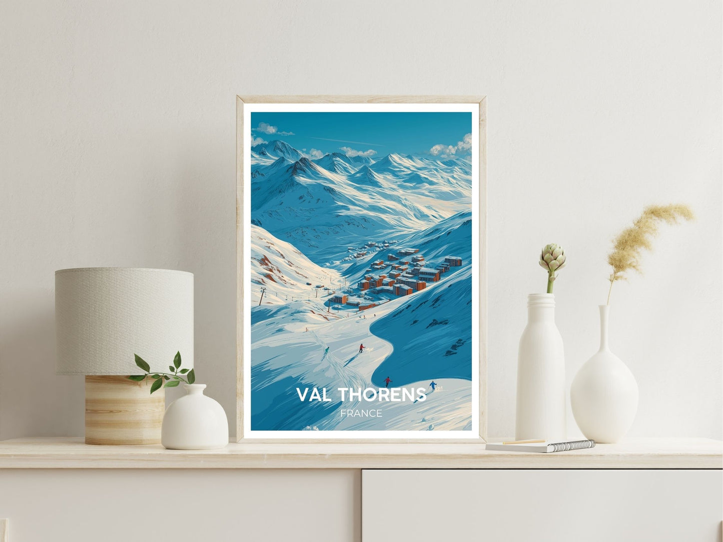 Val Thorens France wall art print displayed in bedroom – Atlas Prints