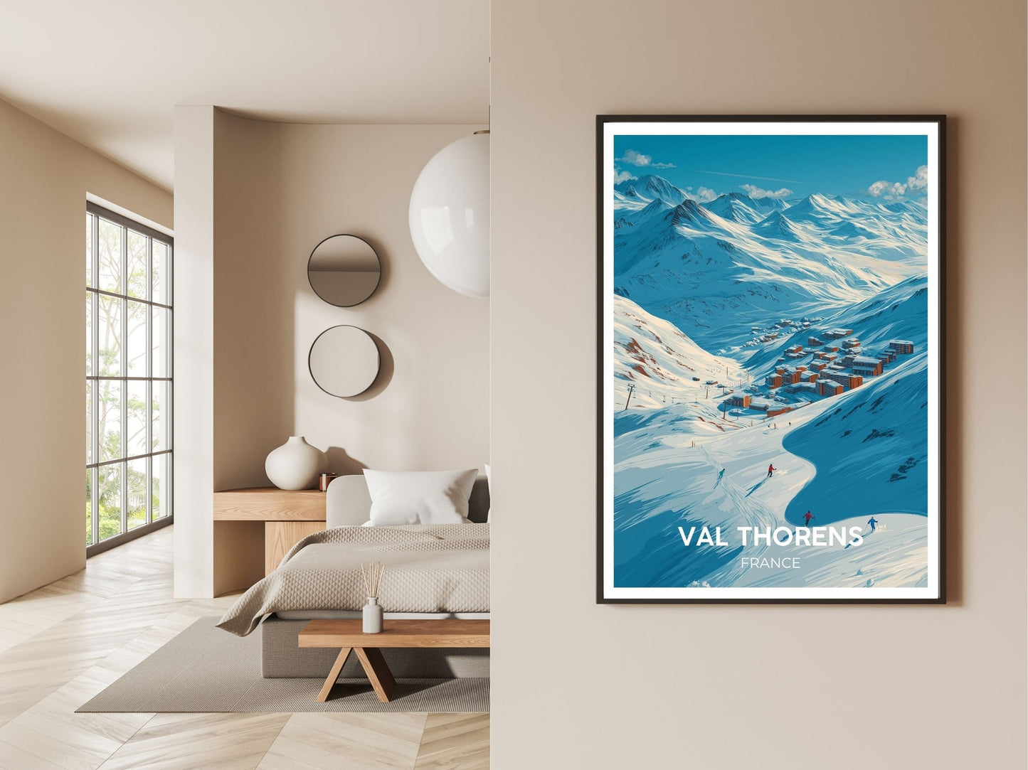 Gallery wall display of Val Thorens France travel poster – Atlas Prints