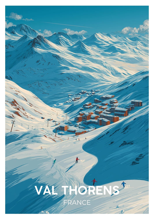 Vintage Val Thorens France travel poster wall art print – Atlas Prints