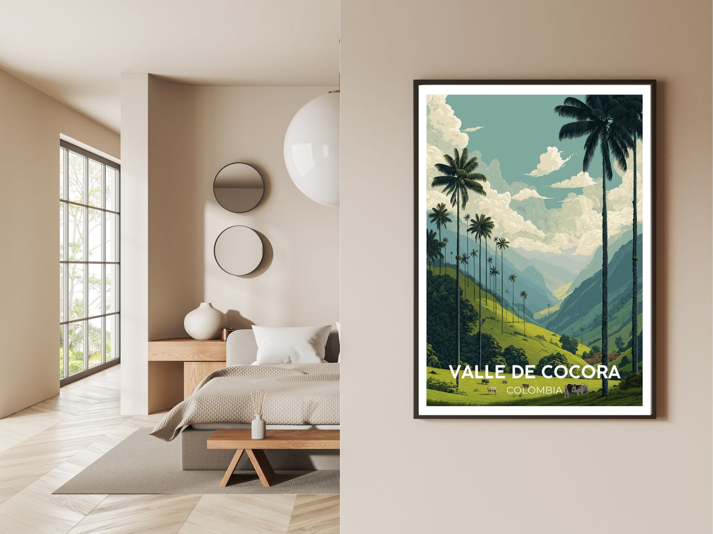 Valle De Cocora Columbia wall art print displayed in bedroom – Atlas Prints