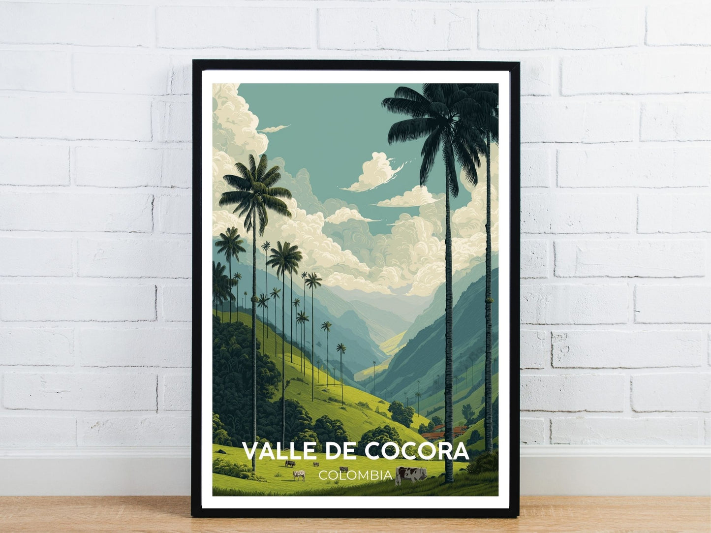 Minimal Valle De Cocora Columbia travel art poster – Atlas Prints