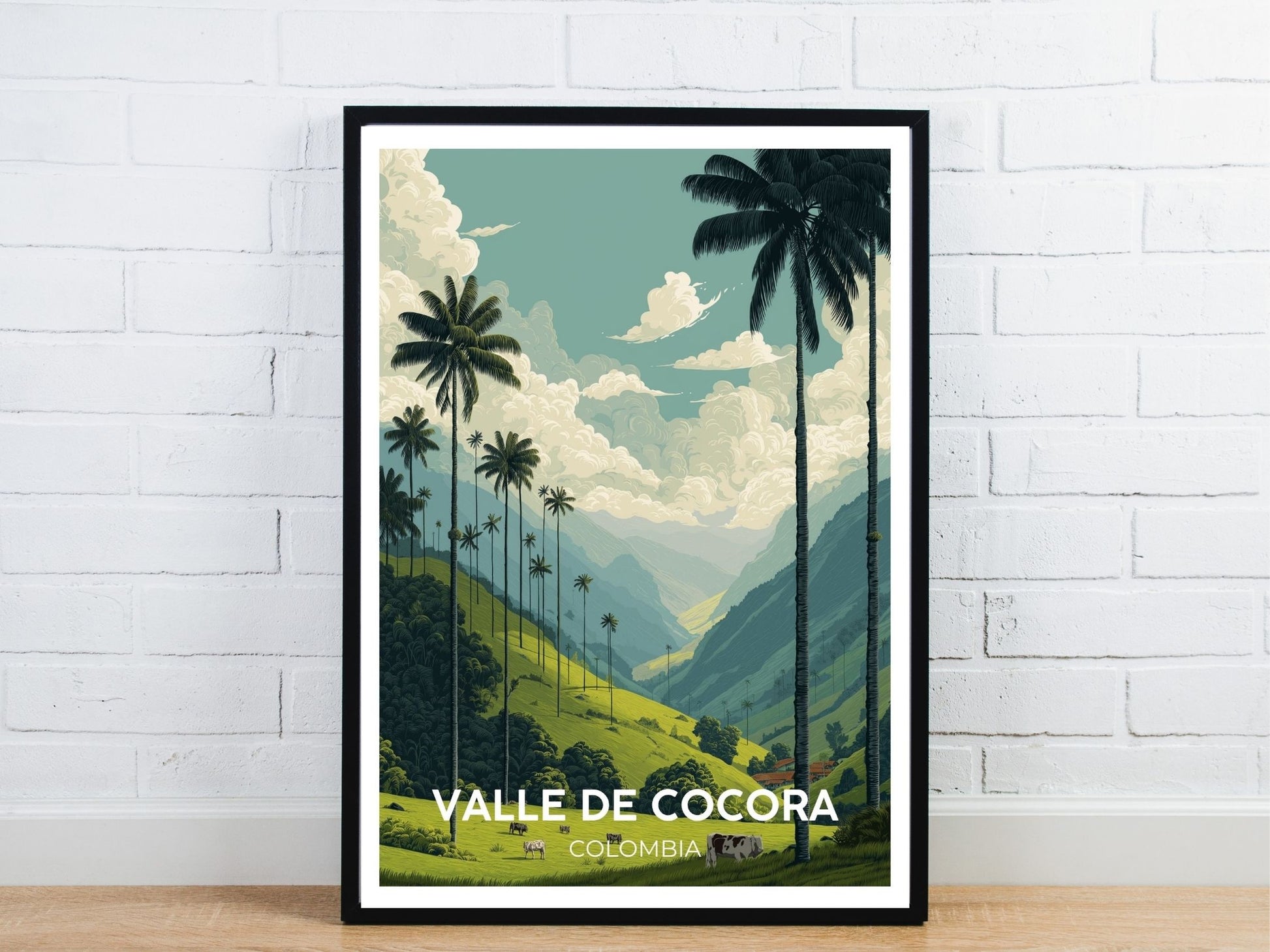 Minimal Valle De Cocora Columbia travel art poster – Atlas Prints