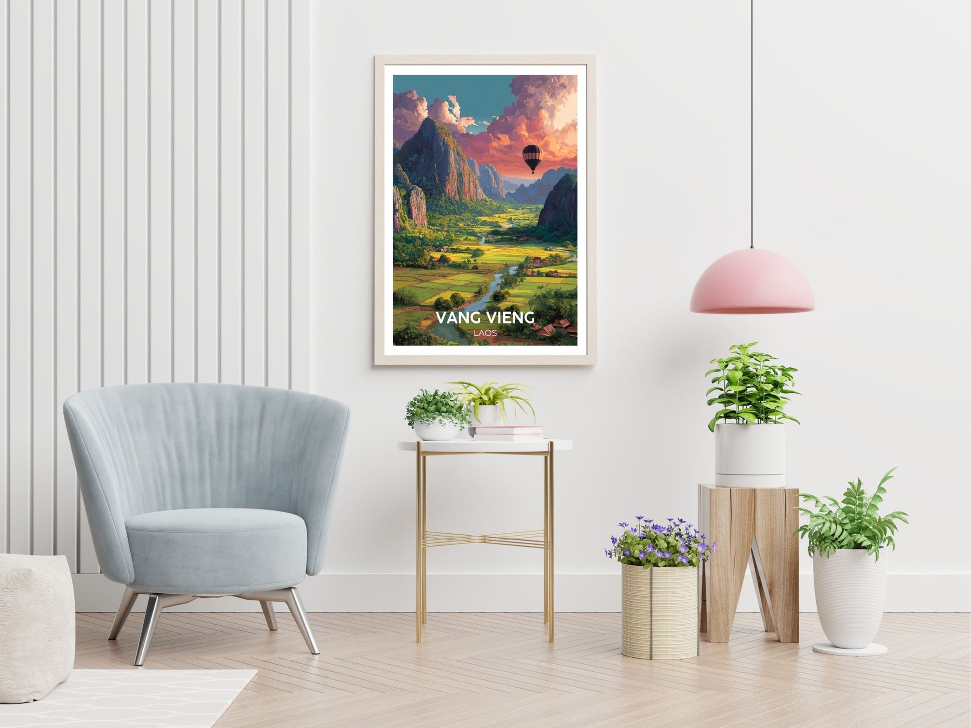 Vang Vieng  travel print displayed in living room – Atlas Prints