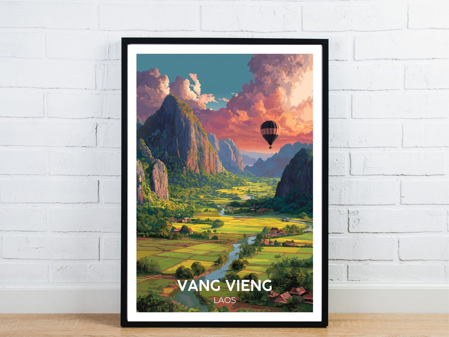 Minimal Vang Vieng  travel art poster – Atlas Prints