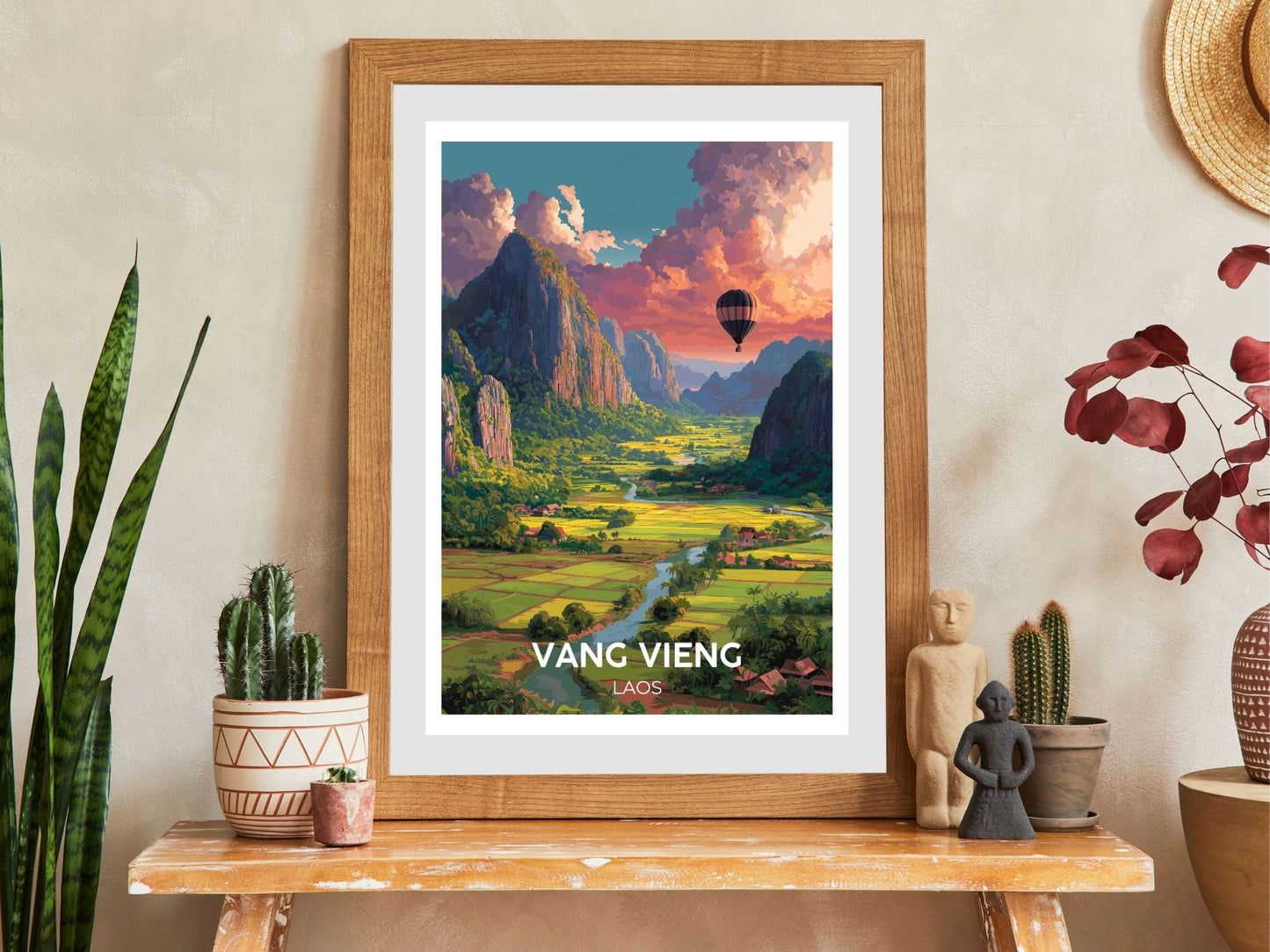 Close-up of Vang Vieng  travel poster matte texture – Atlas Prints