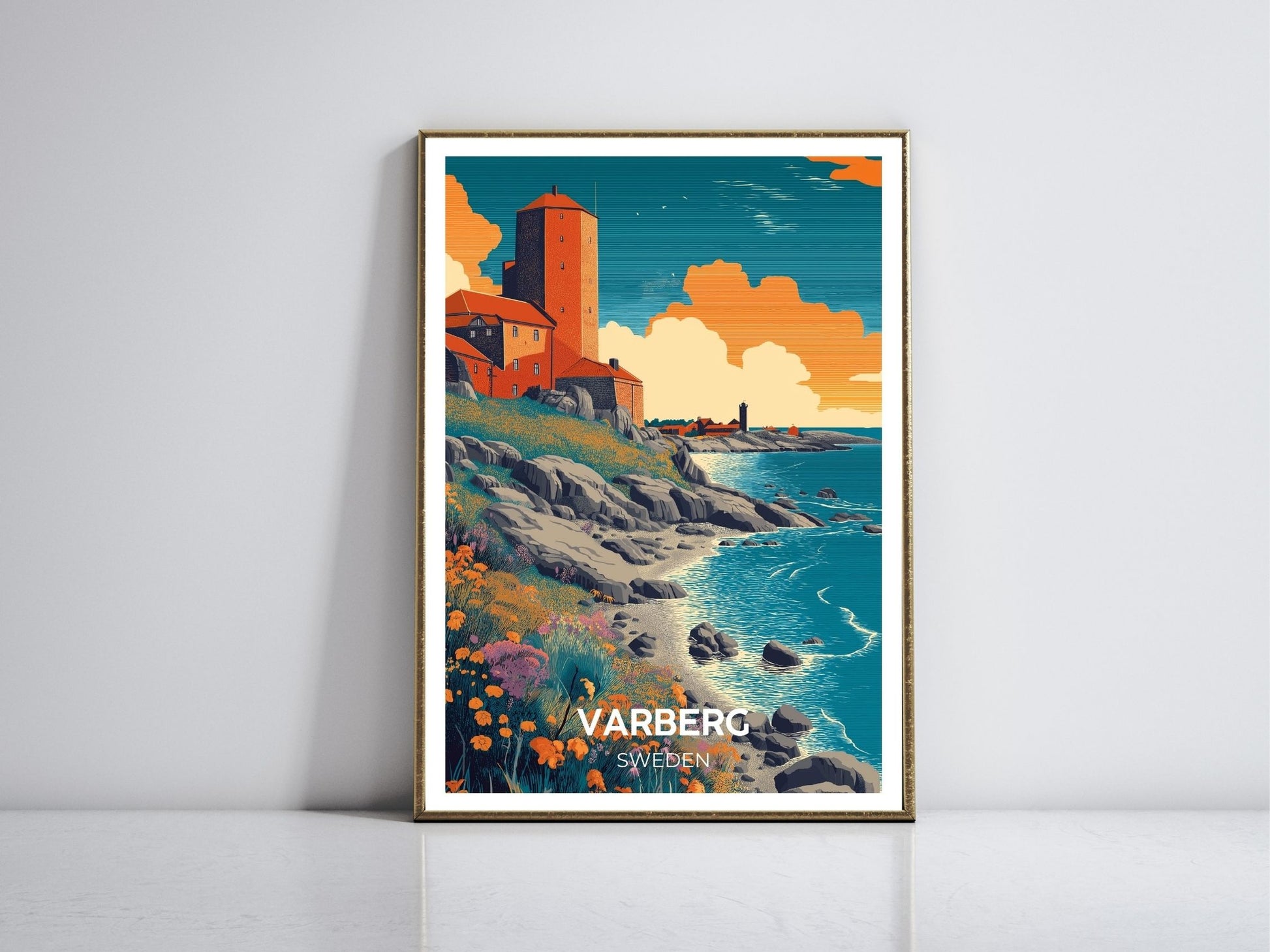 Varberg Sweden framed vintage travel poster – Atlas Prints