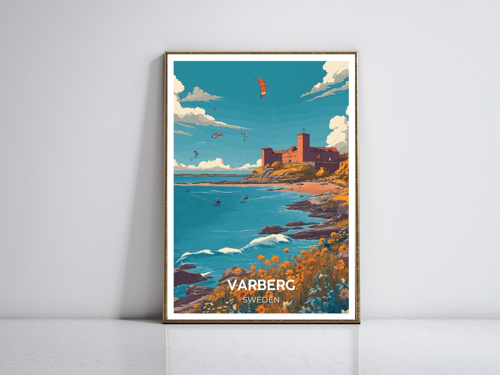 Varberg Sweden framed vintage travel poster – Atlas Prints