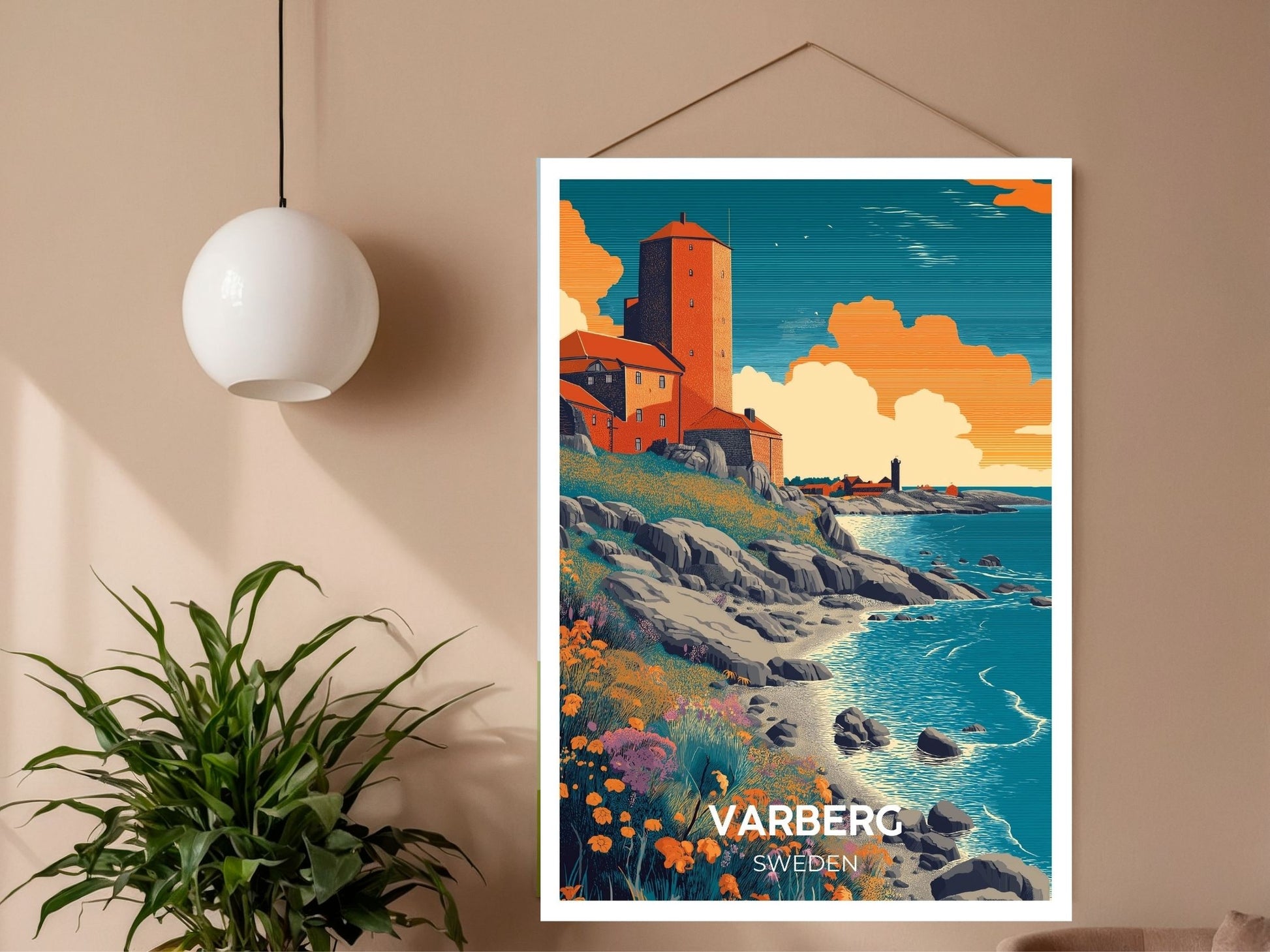 Close-up of Varberg Sweden travel poster matte texture – Atlas Prints