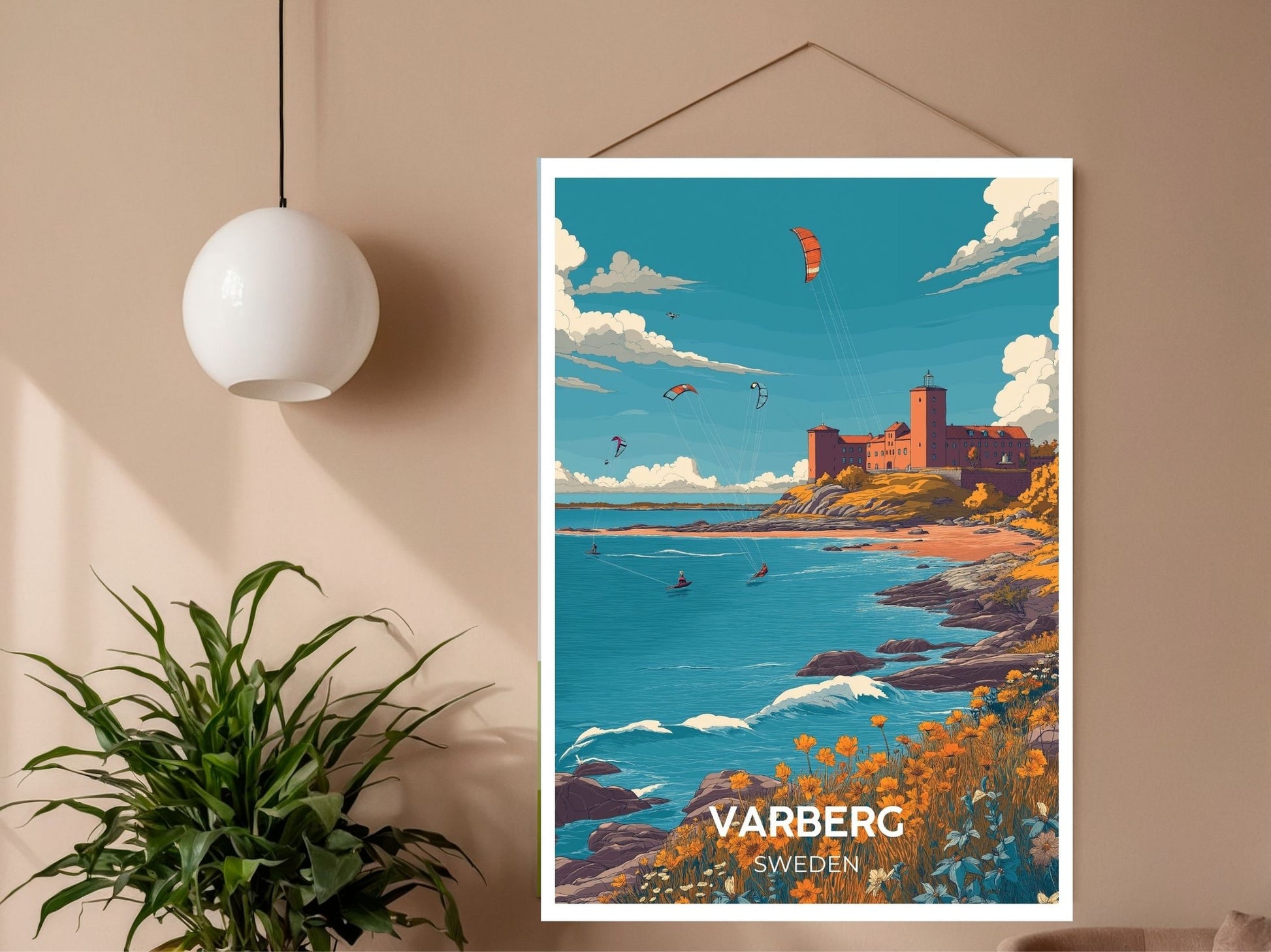Close-up of Varberg Sweden travel poster matte texture – Atlas Prints