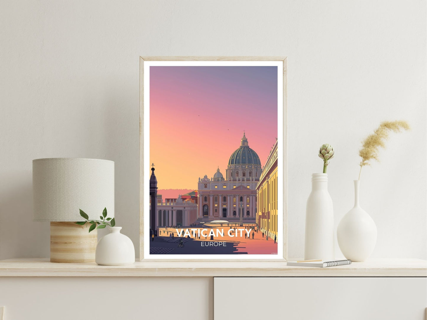 Vatican City wall art print displayed in bedroom – Atlas Prints