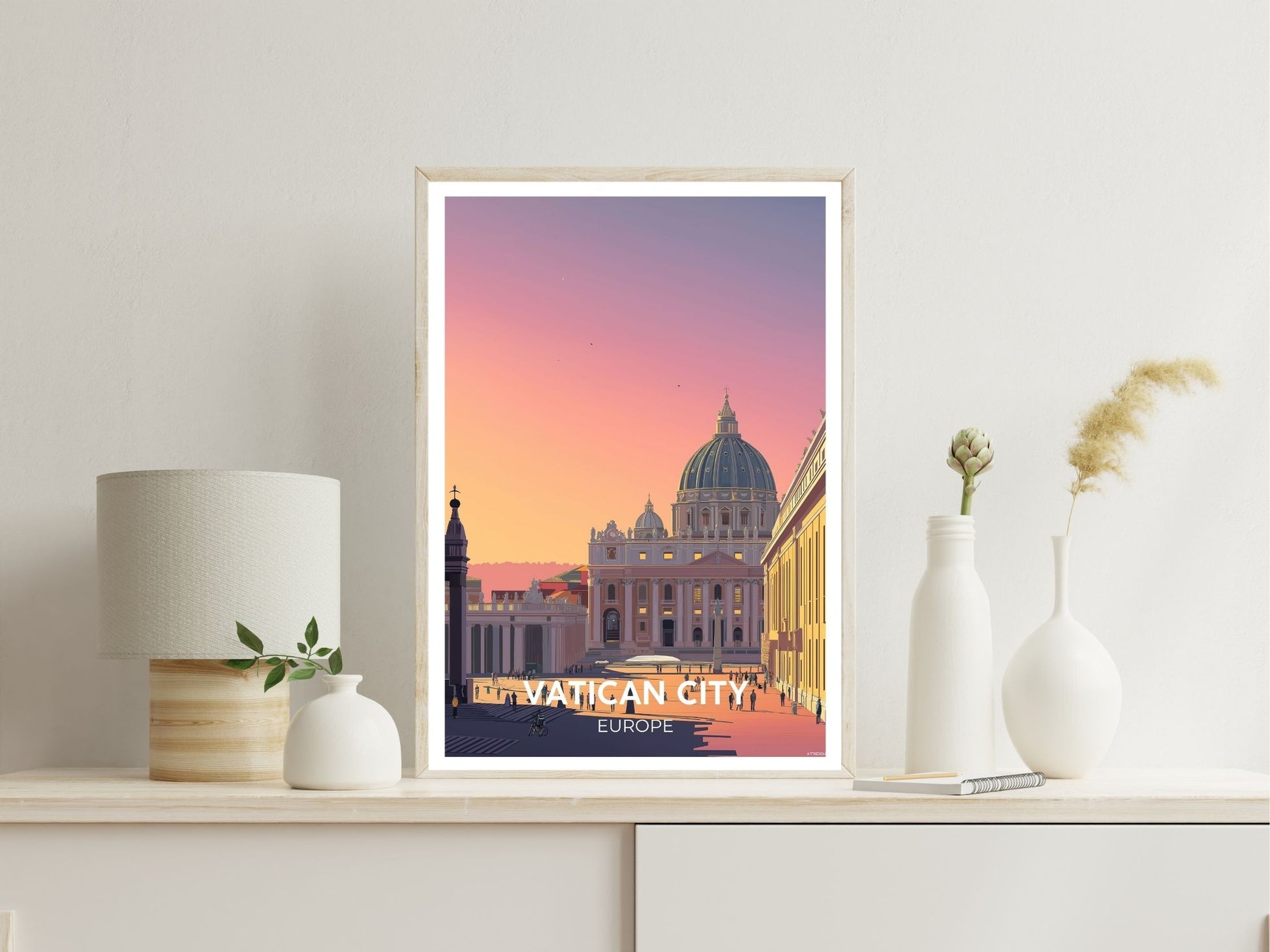 Vatican City wall art print displayed in bedroom – Atlas Prints