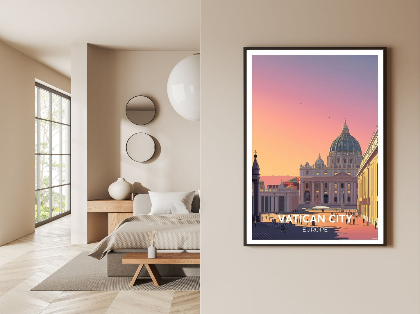 Gallery wall display of Vatican City travel poster – Atlas Prints