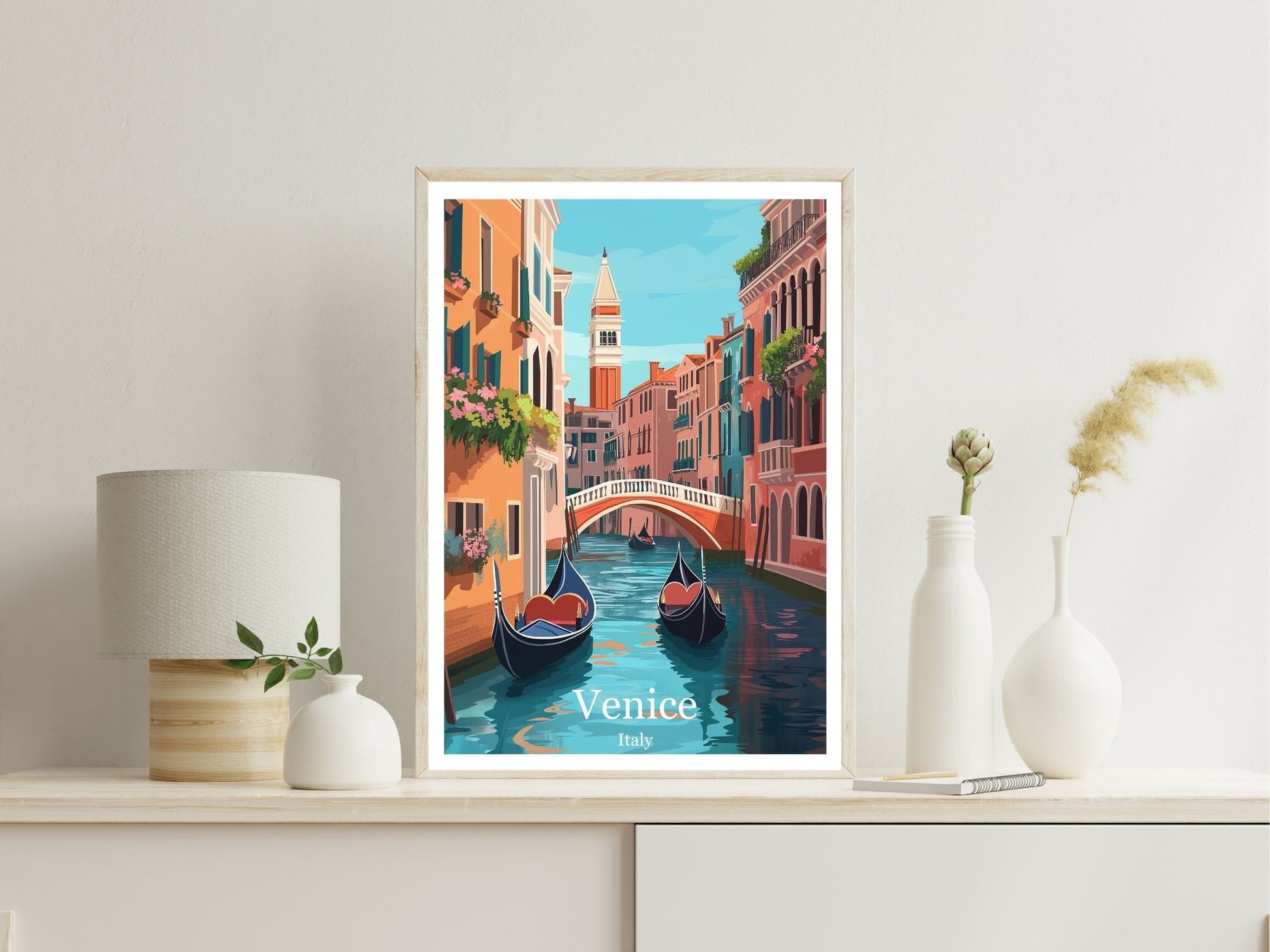 Venice Italy wall art print displayed in bedroom – Atlas Prints