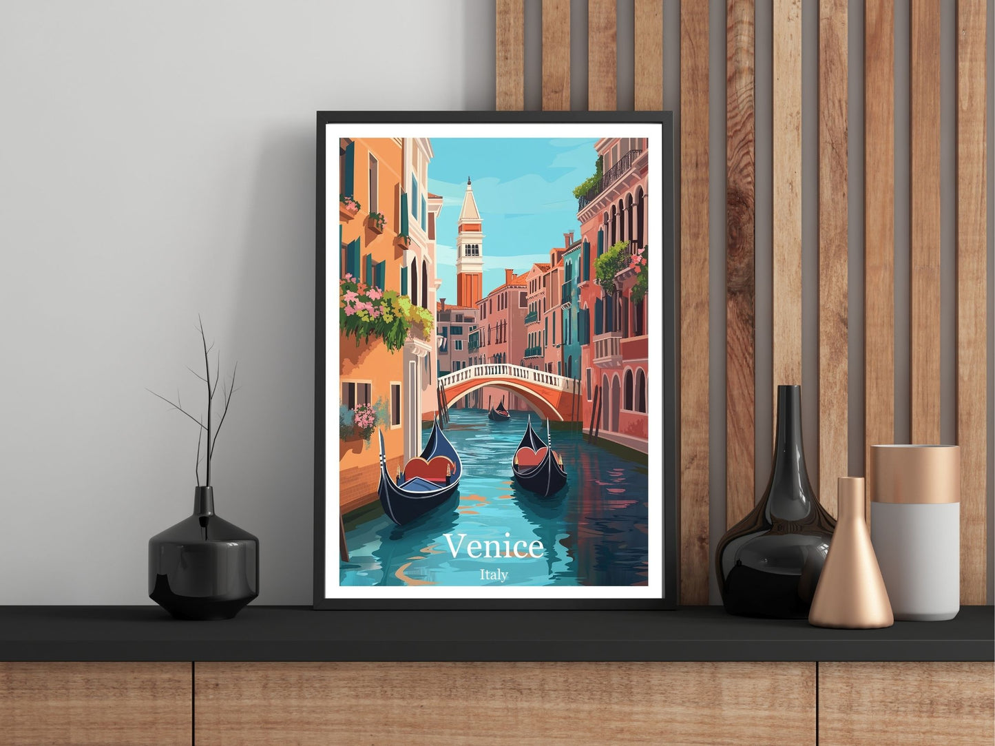 Close-up of Venice Italy travel poster matte texture – Atlas Prints