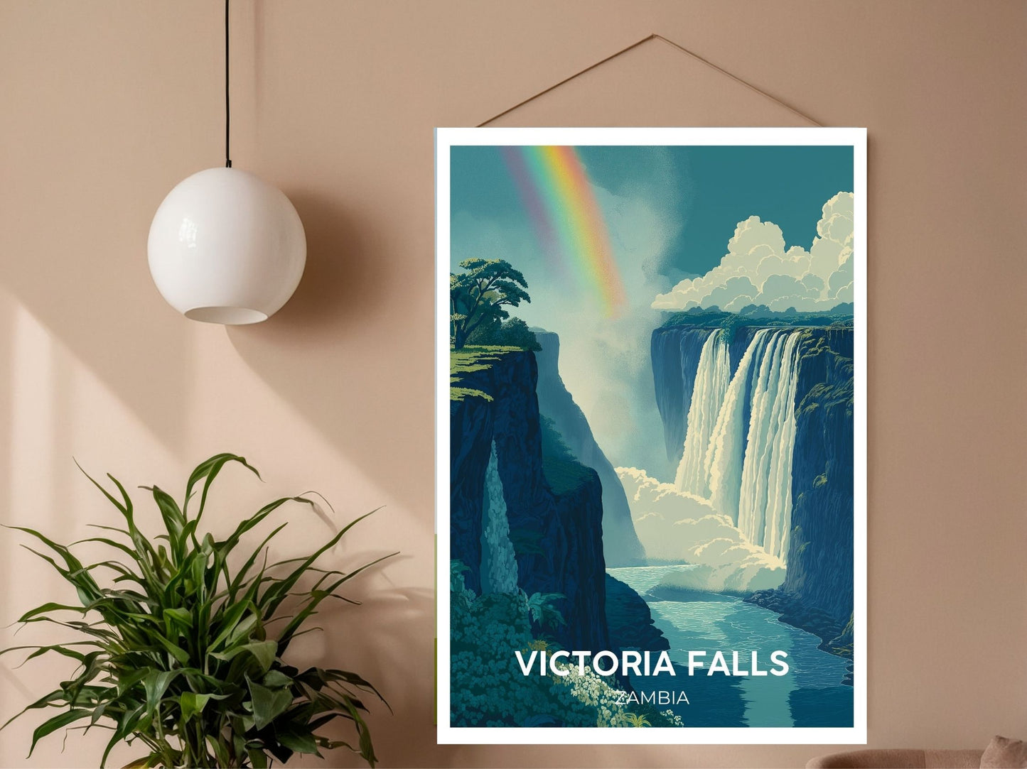 Close-up of Victoria Falls Zambia travel poster matte texture – Atlas Prints