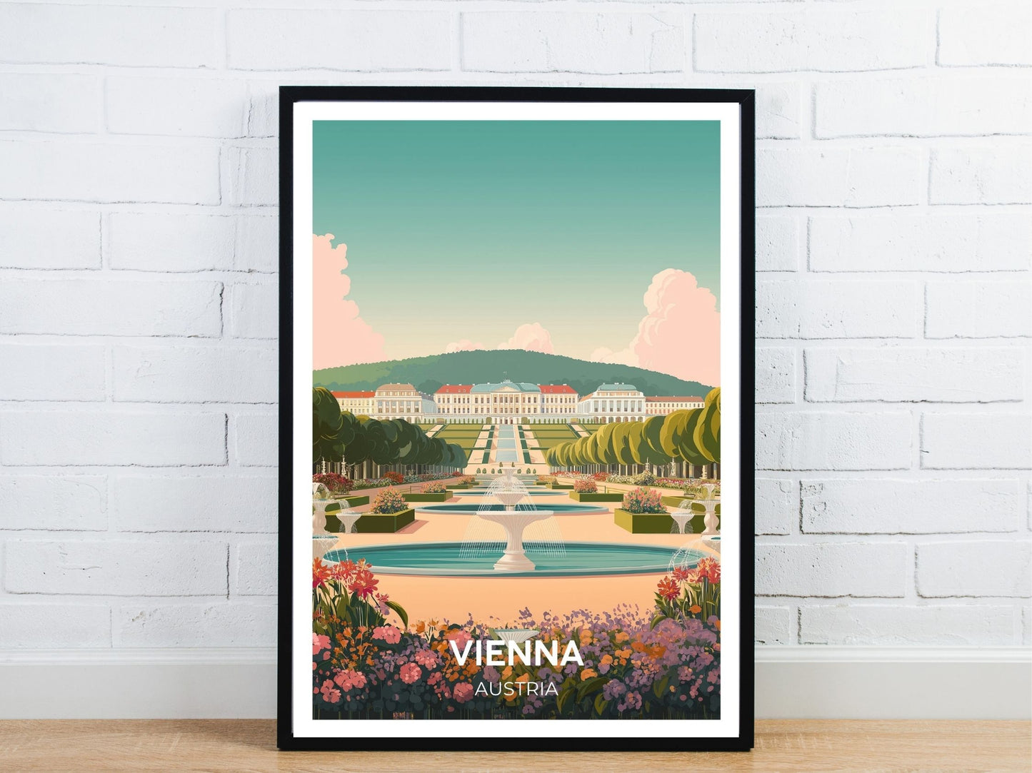 Minimal Vienna Austria travel art poster – Atlas Prints