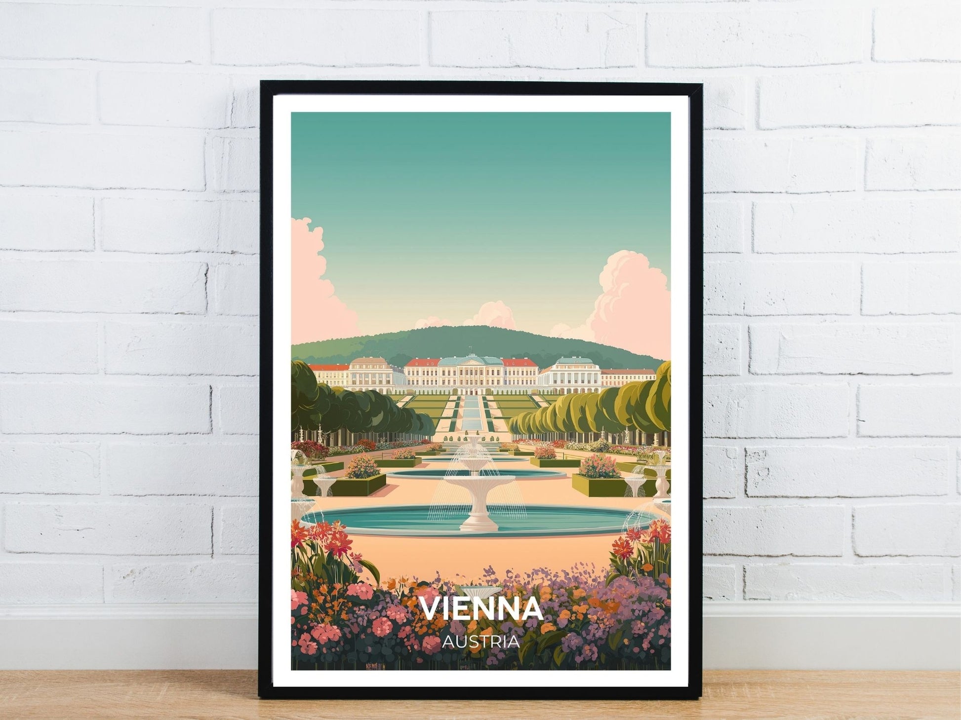 Minimal Vienna Austria travel art poster – Atlas Prints
