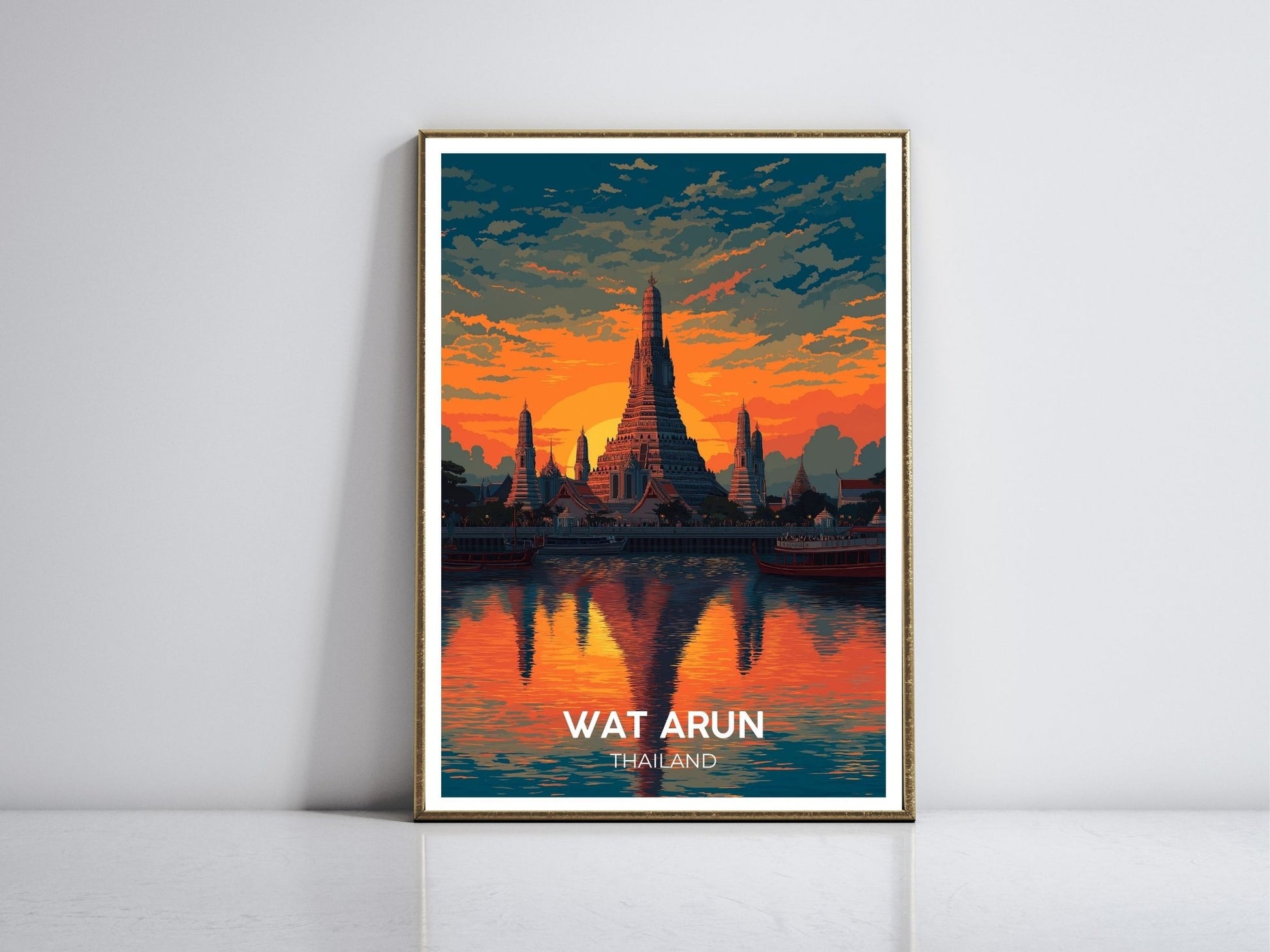 Wat Arun Thailand framed vintage travel poster – Atlas Prints
