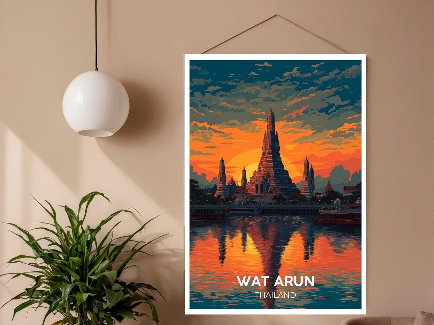 Close-up of Wat Arun Thailand travel poster matte texture – Atlas Prints